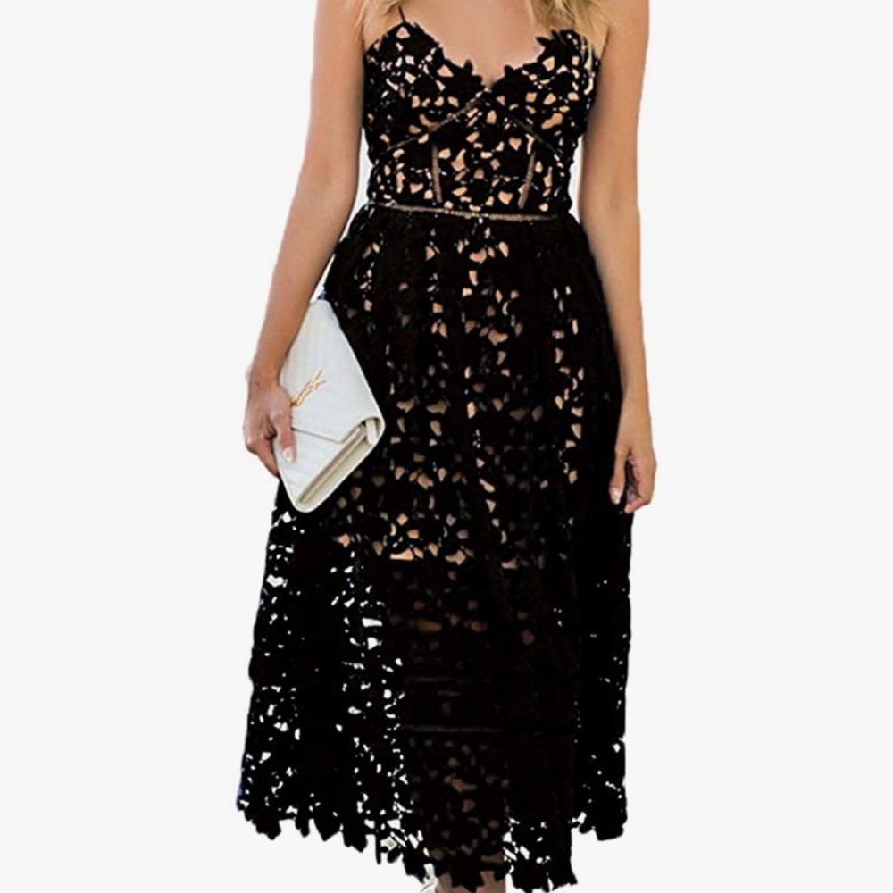 Black Lace Midi Dress